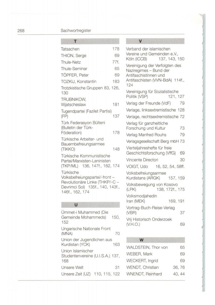 Seite 269 des Verfassungsschutzbericht 1998 Bund