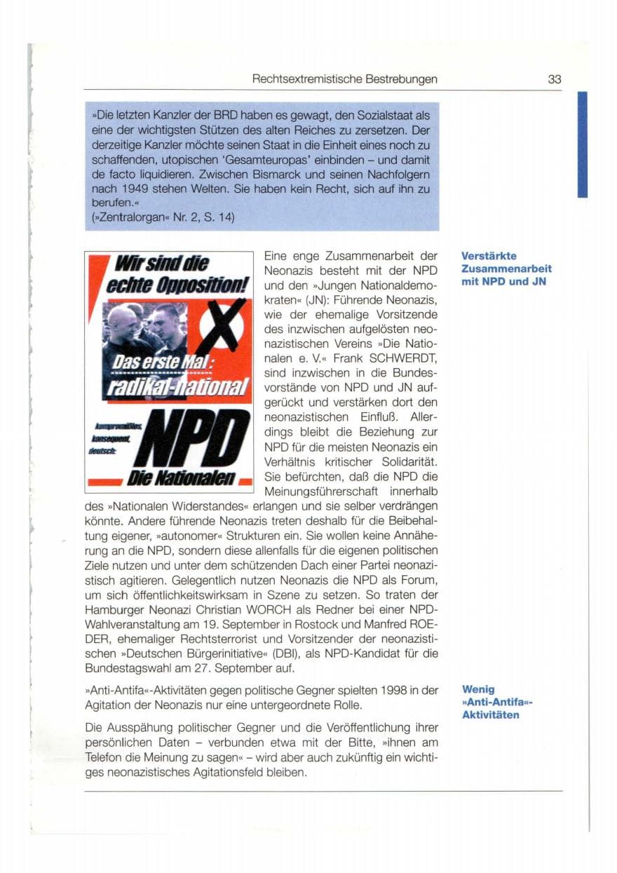 Seite 34 des Verfassungsschutzbericht 1998 Bund