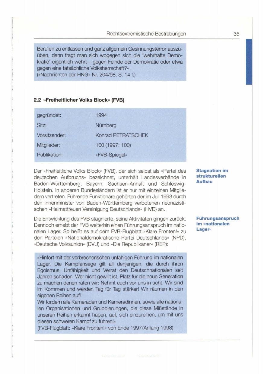 Seite 36 des Verfassungsschutzbericht 1998 Bund