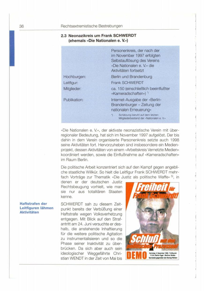 Seite 37 des Verfassungsschutzbericht 1998 Bund