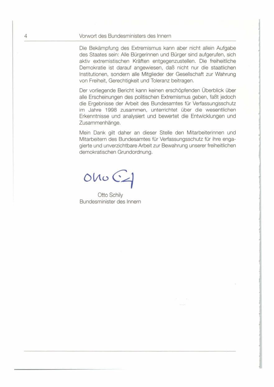 Seite 5 des Verfassungsschutzbericht 1998 Bund