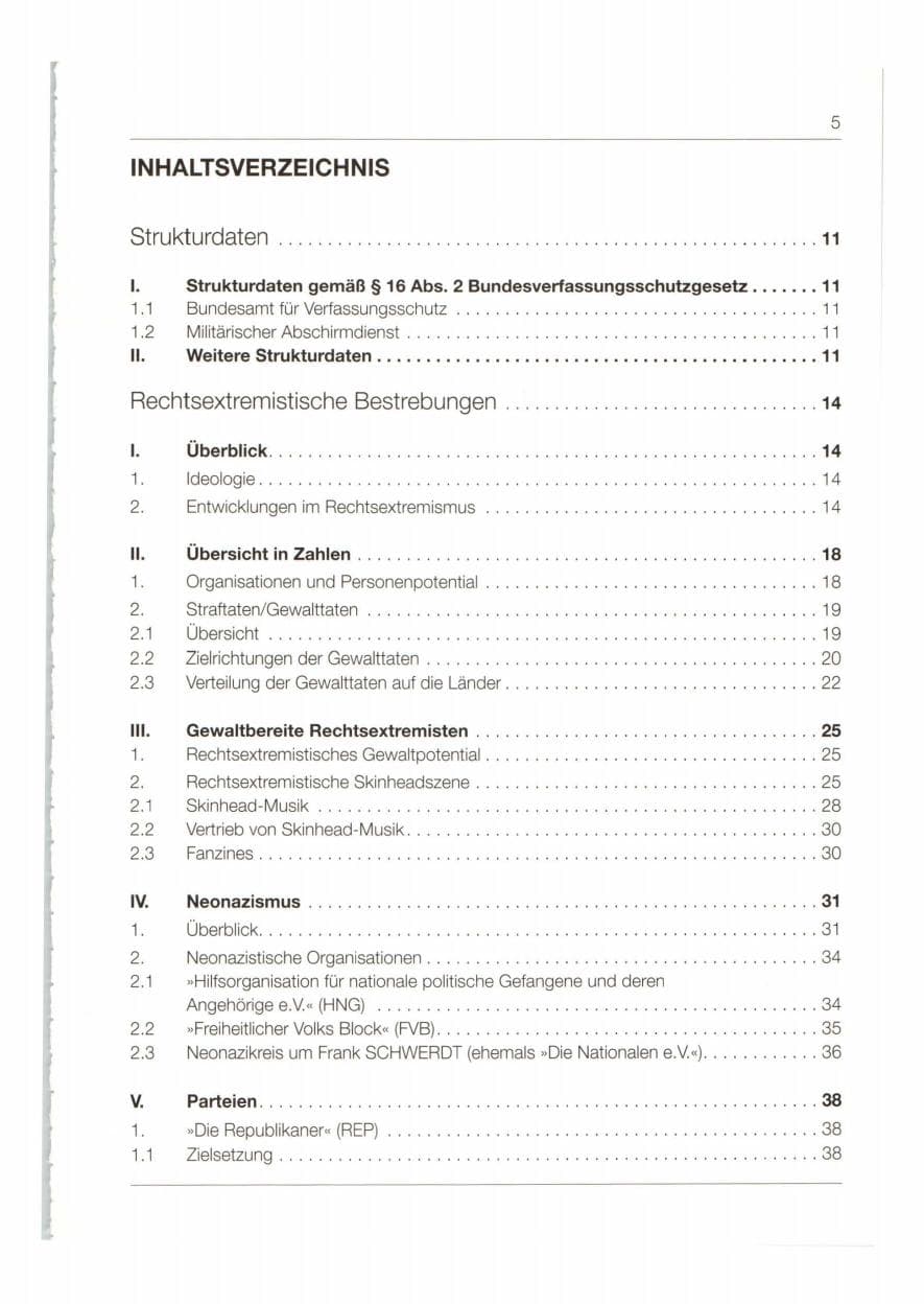 Seite 6 des Verfassungsschutzbericht 1998 Bund