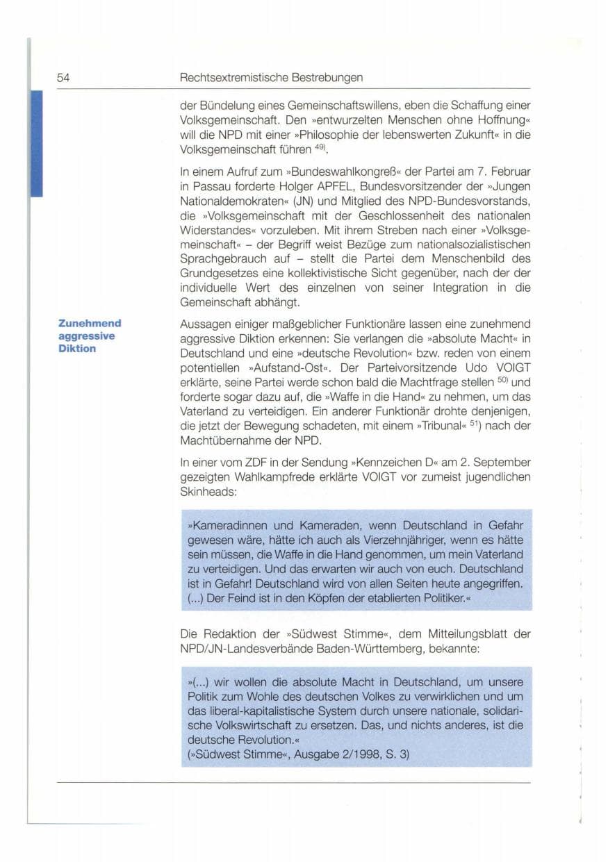 Seite 55 des Verfassungsschutzbericht 1998 Bund
