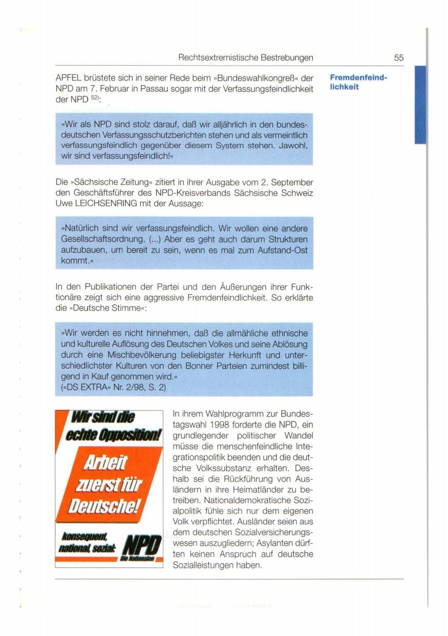 Seite 56 des Verfassungsschutzbericht 1998 Bund