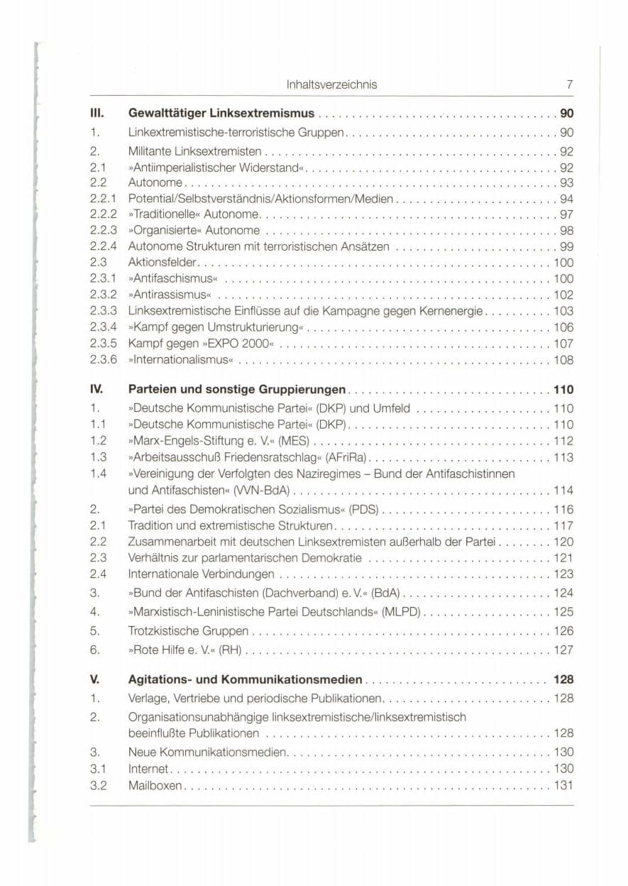 Seite 8 des Verfassungsschutzbericht 1998 Bund