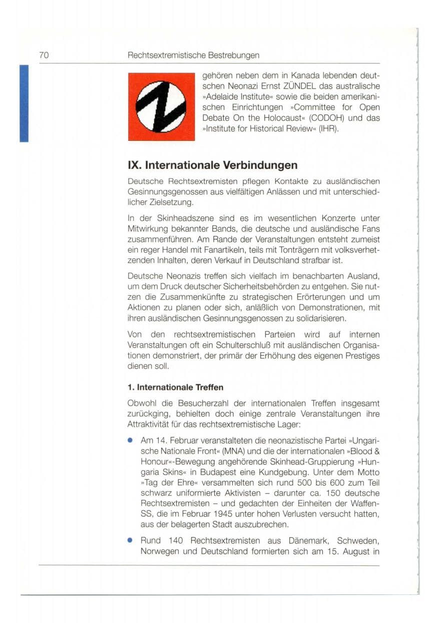 Seite 71 des Verfassungsschutzbericht 1998 Bund