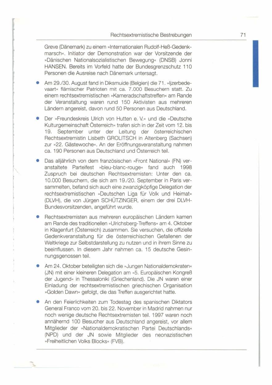 Seite 72 des Verfassungsschutzbericht 1998 Bund