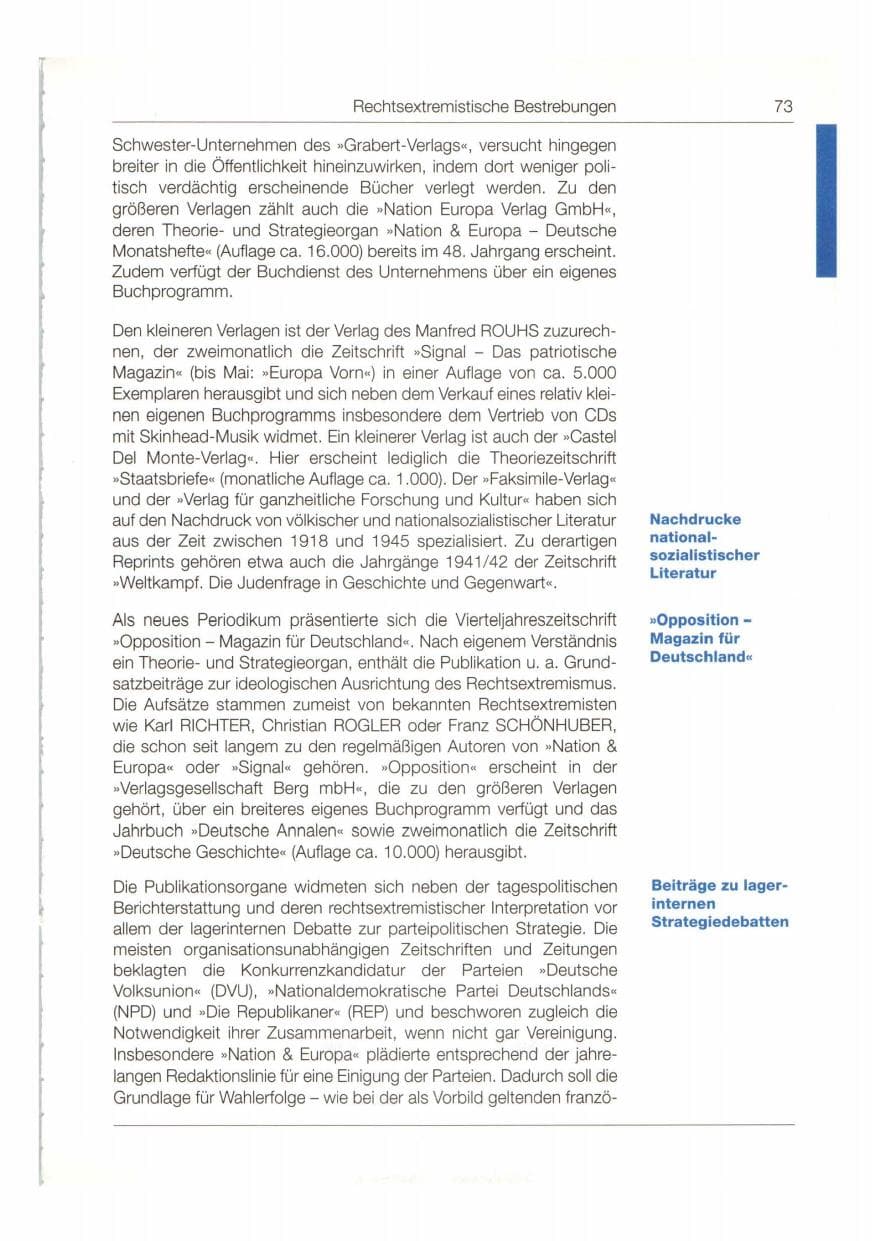 Seite 74 des Verfassungsschutzbericht 1998 Bund