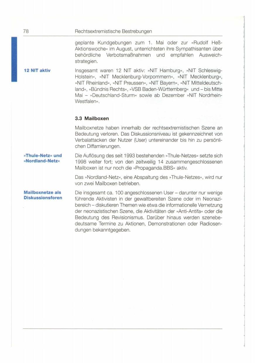 Seite 79 des Verfassungsschutzbericht 1998 Bund