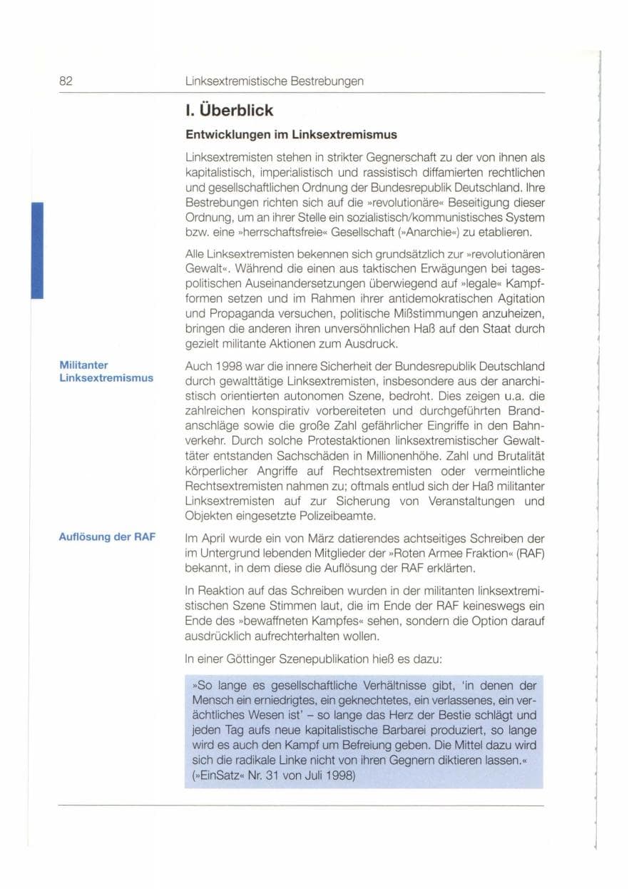 Seite 83 des Verfassungsschutzbericht 1998 Bund