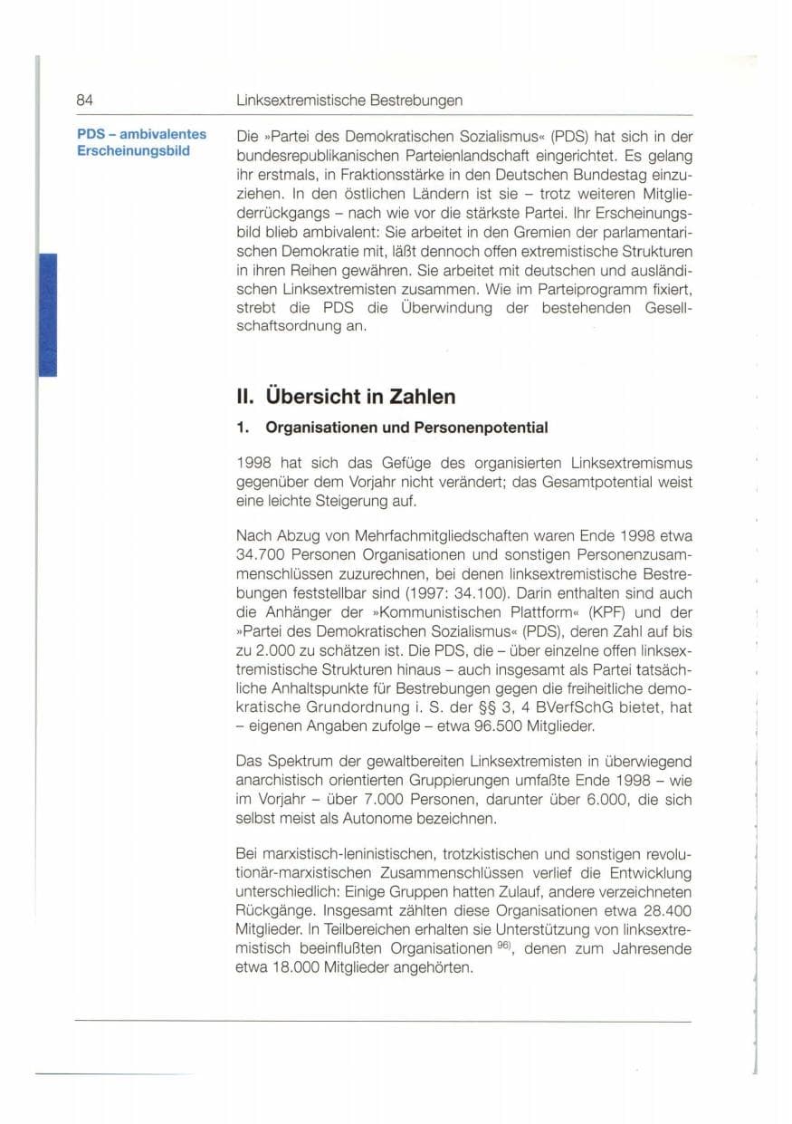 Seite 85 des Verfassungsschutzbericht 1998 Bund
