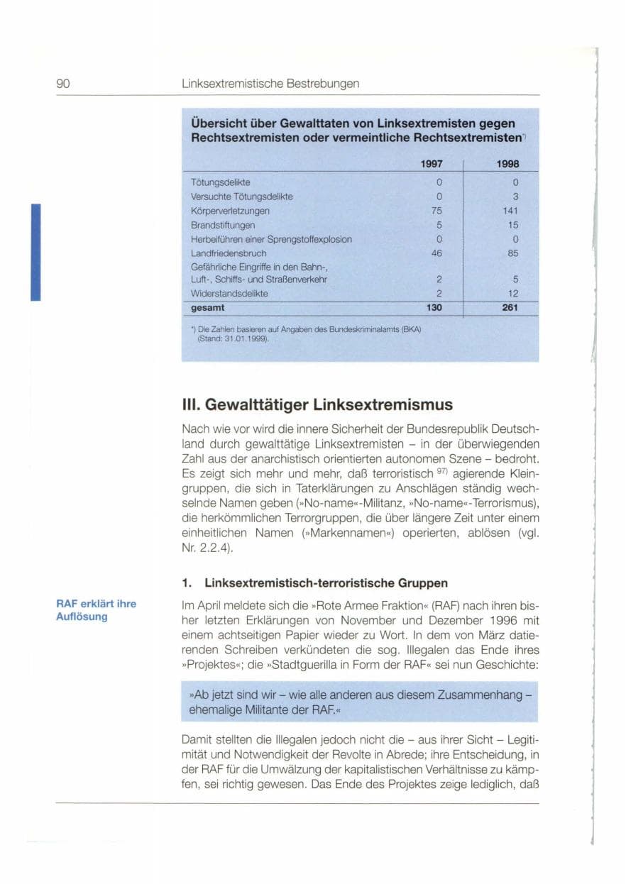 Seite 91 des Verfassungsschutzbericht 1998 Bund