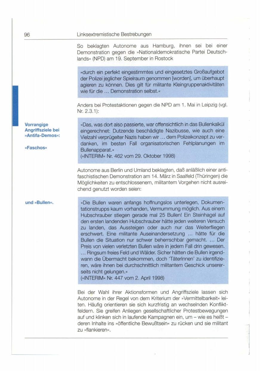 Seite 97 des Verfassungsschutzbericht 1998 Bund