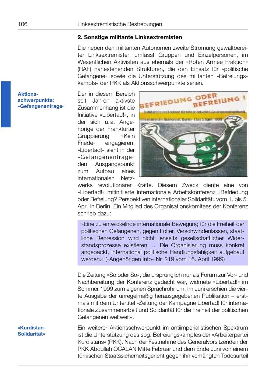 Seite 107 des Verfassungsschutzbericht 1999 Bund