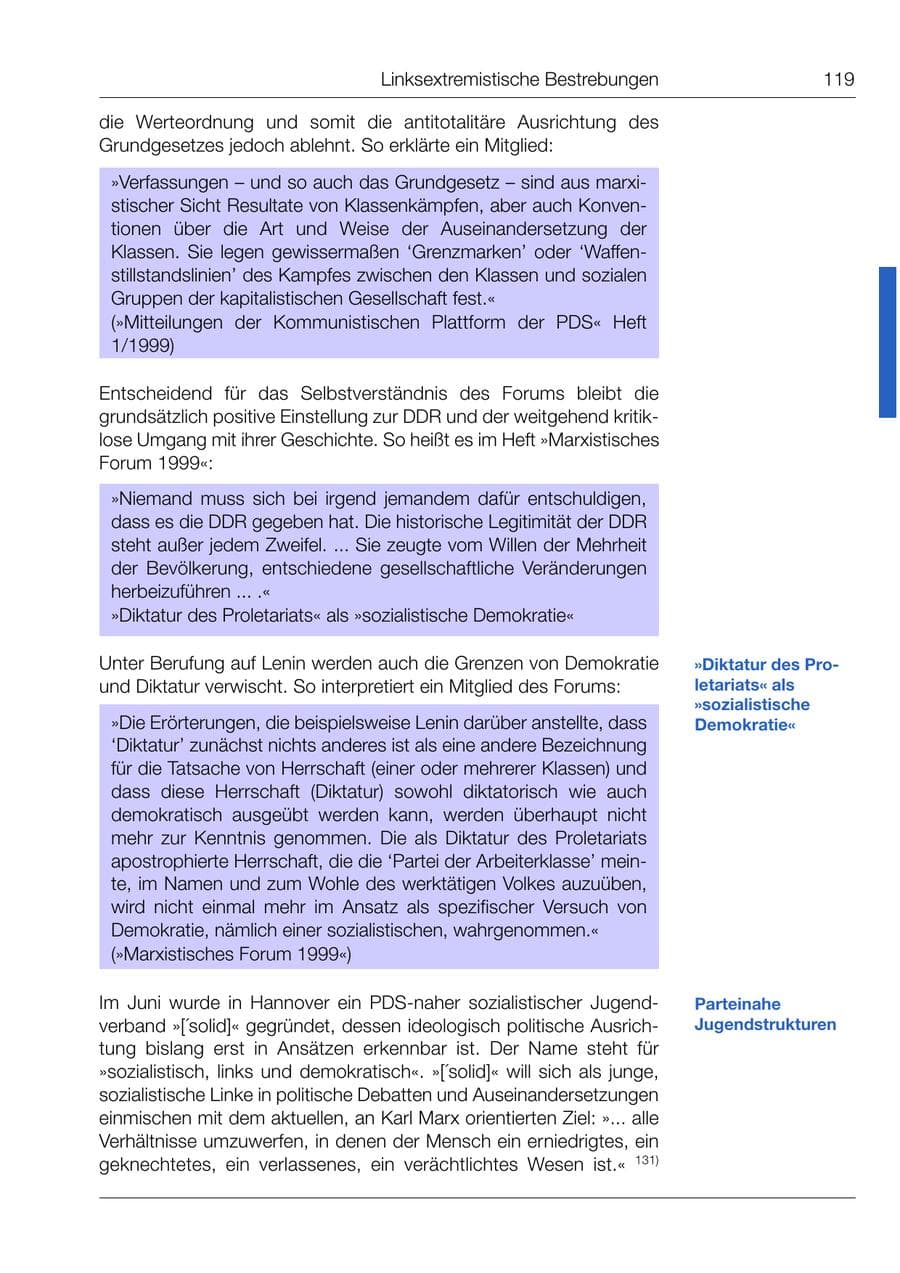 Seite 120 des Verfassungsschutzbericht 1999 Bund