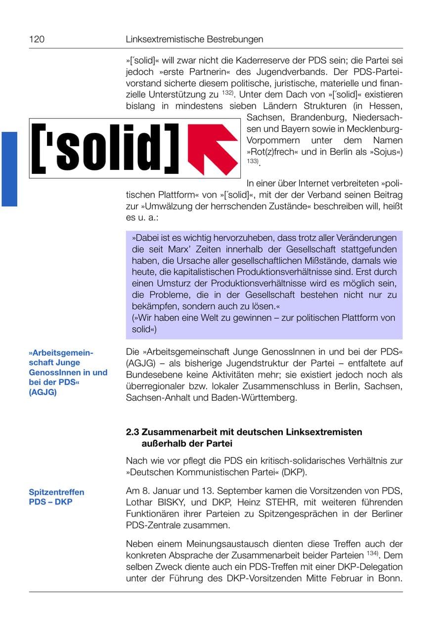 Seite 121 des Verfassungsschutzbericht 1999 Bund
