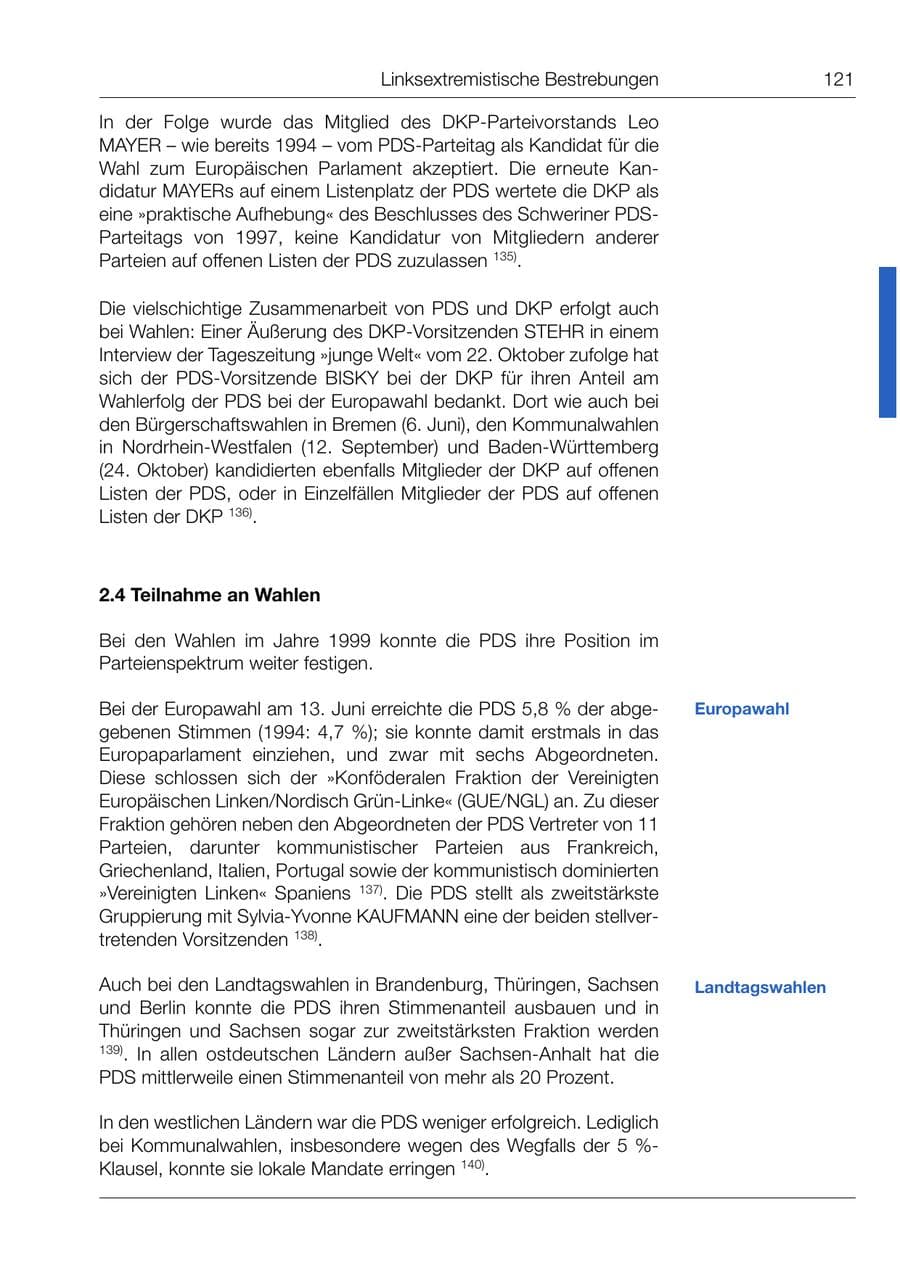 Seite 122 des Verfassungsschutzbericht 1999 Bund
