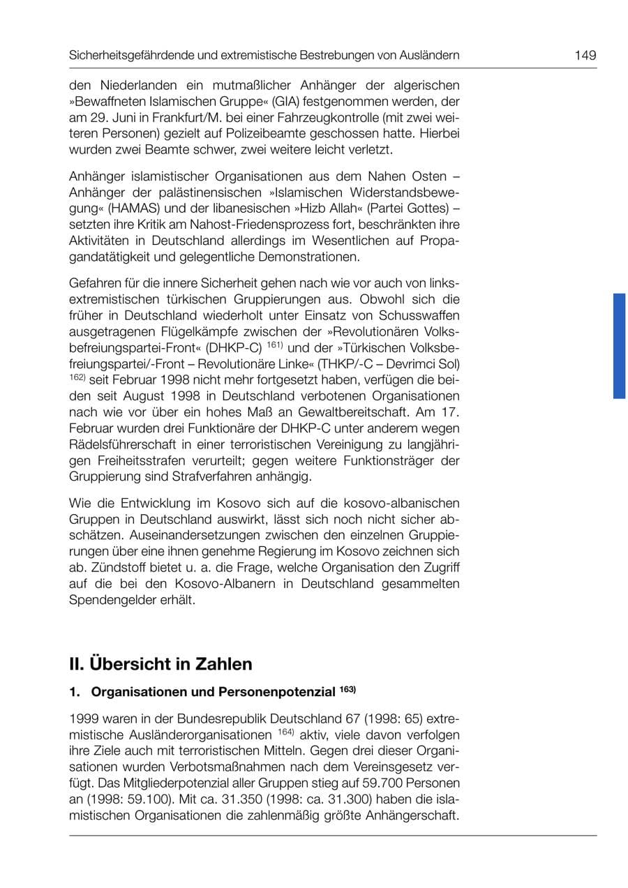 Seite 150 des Verfassungsschutzbericht 1999 Bund