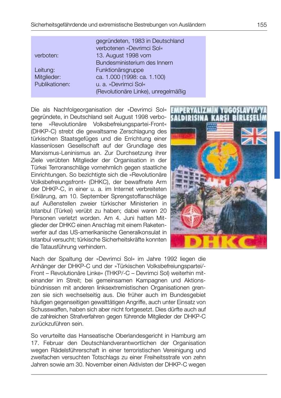 Seite 156 des Verfassungsschutzbericht 1999 Bund