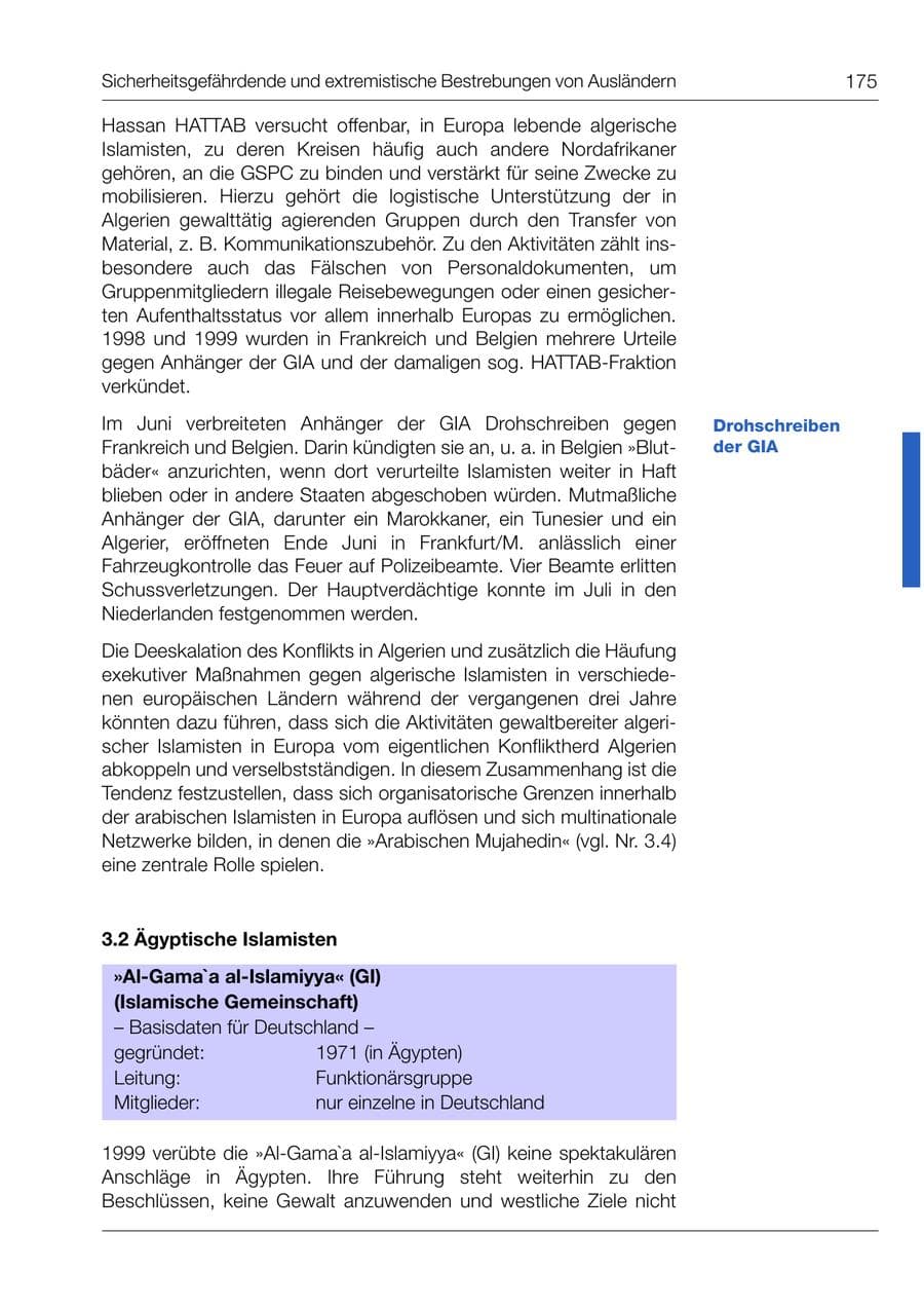 Seite 176 des Verfassungsschutzbericht 1999 Bund