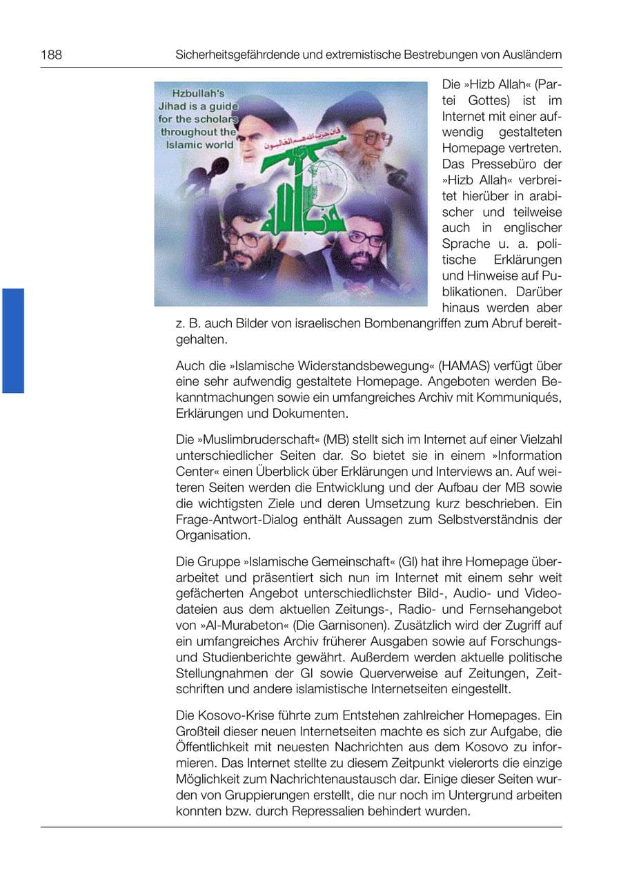 Seite 189 des Verfassungsschutzbericht 1999 Bund