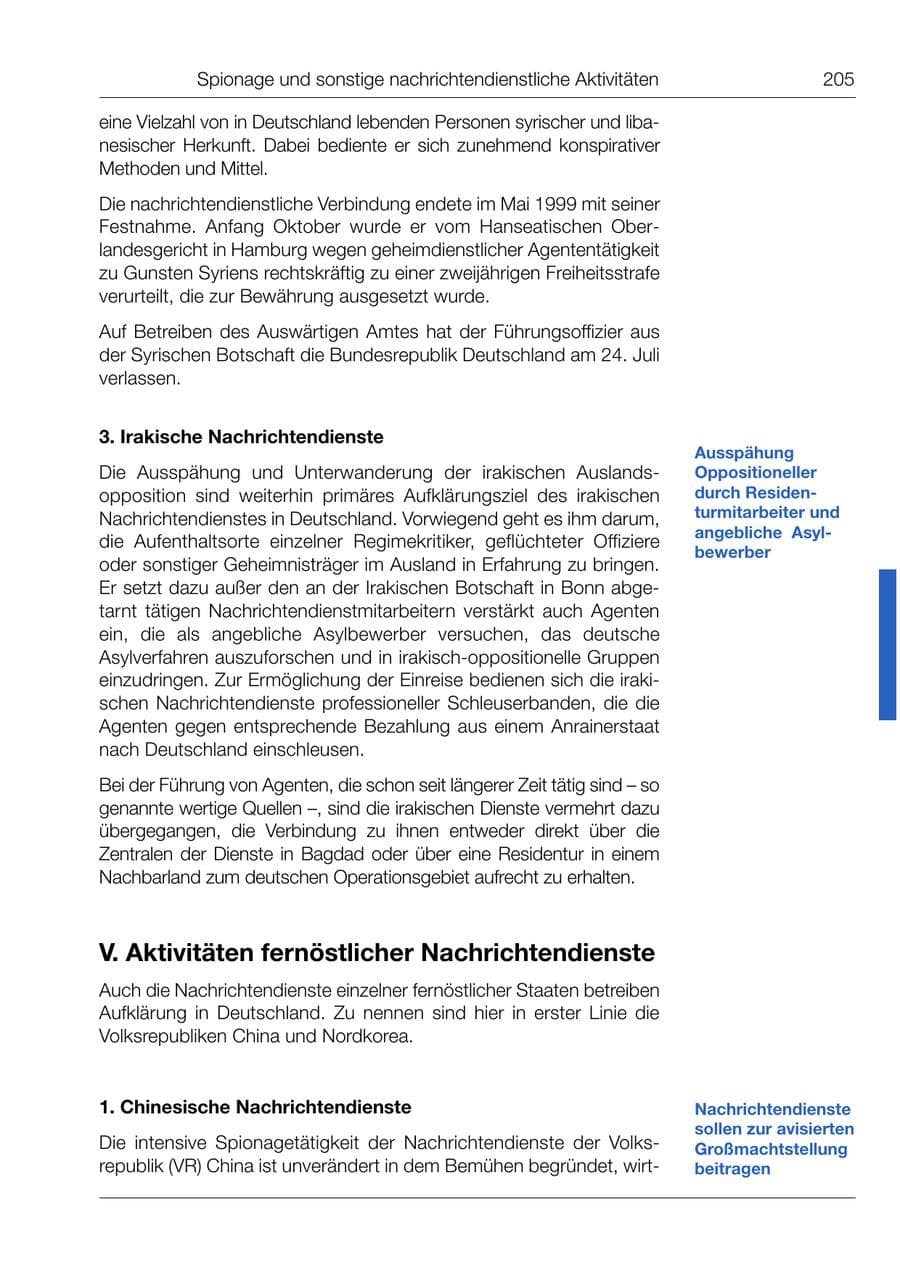 Seite 207 des Verfassungsschutzbericht 1999 Bund