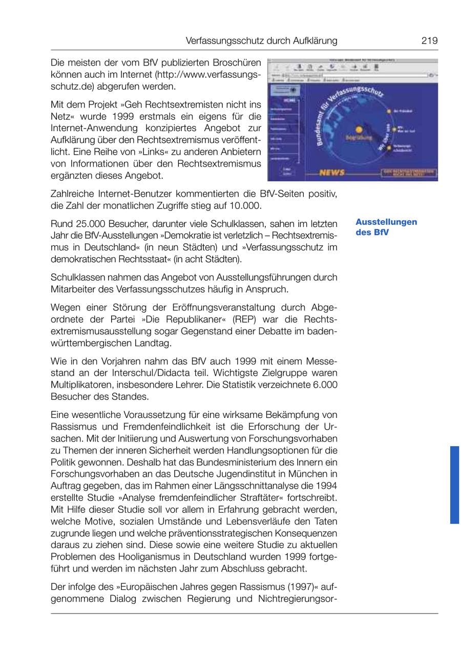 Seite 221 des Verfassungsschutzbericht 1999 Bund
