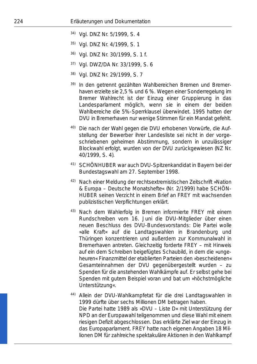 Seite 226 des Verfassungsschutzbericht 1999 Bund