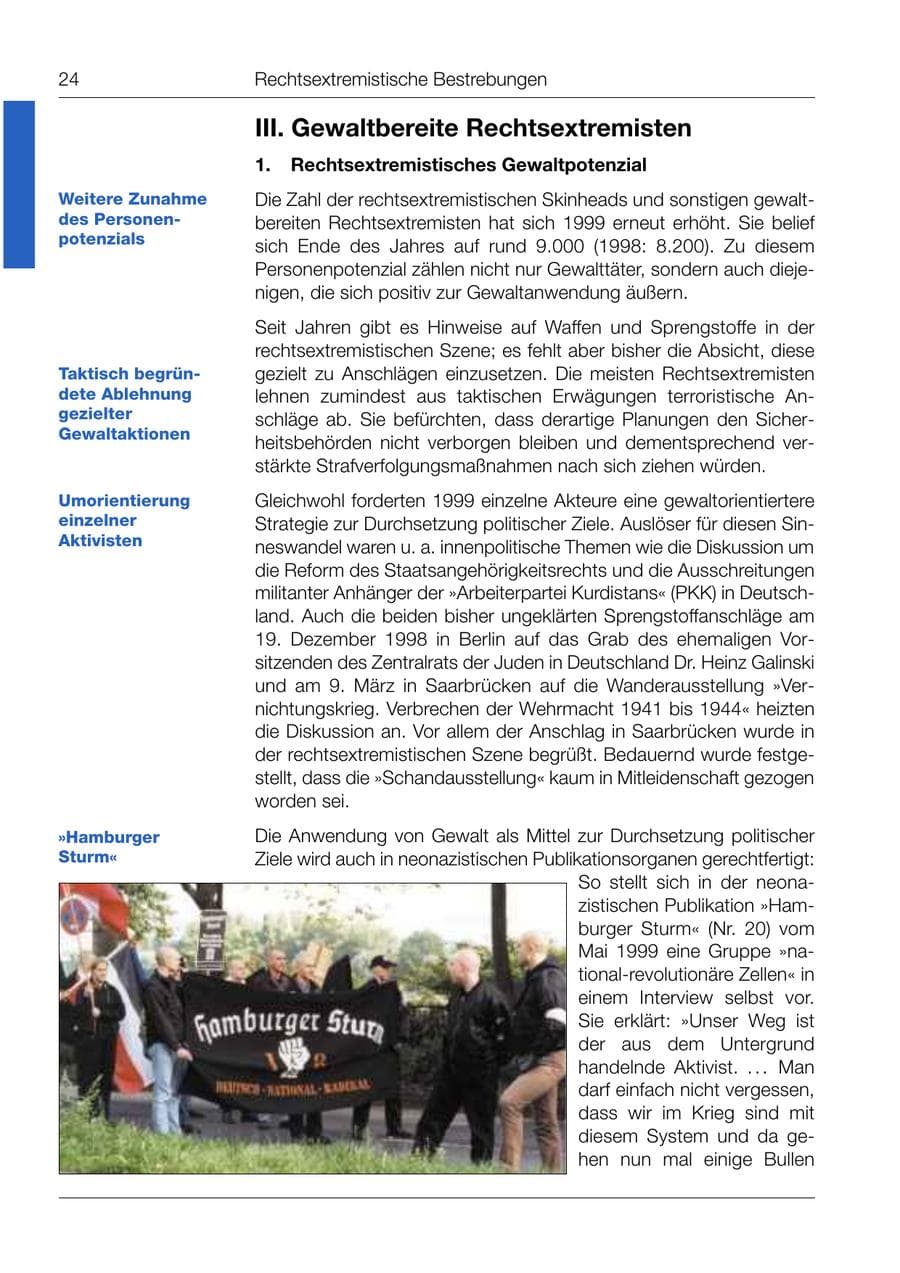 Seite 25 des Verfassungsschutzbericht 1999 Bund