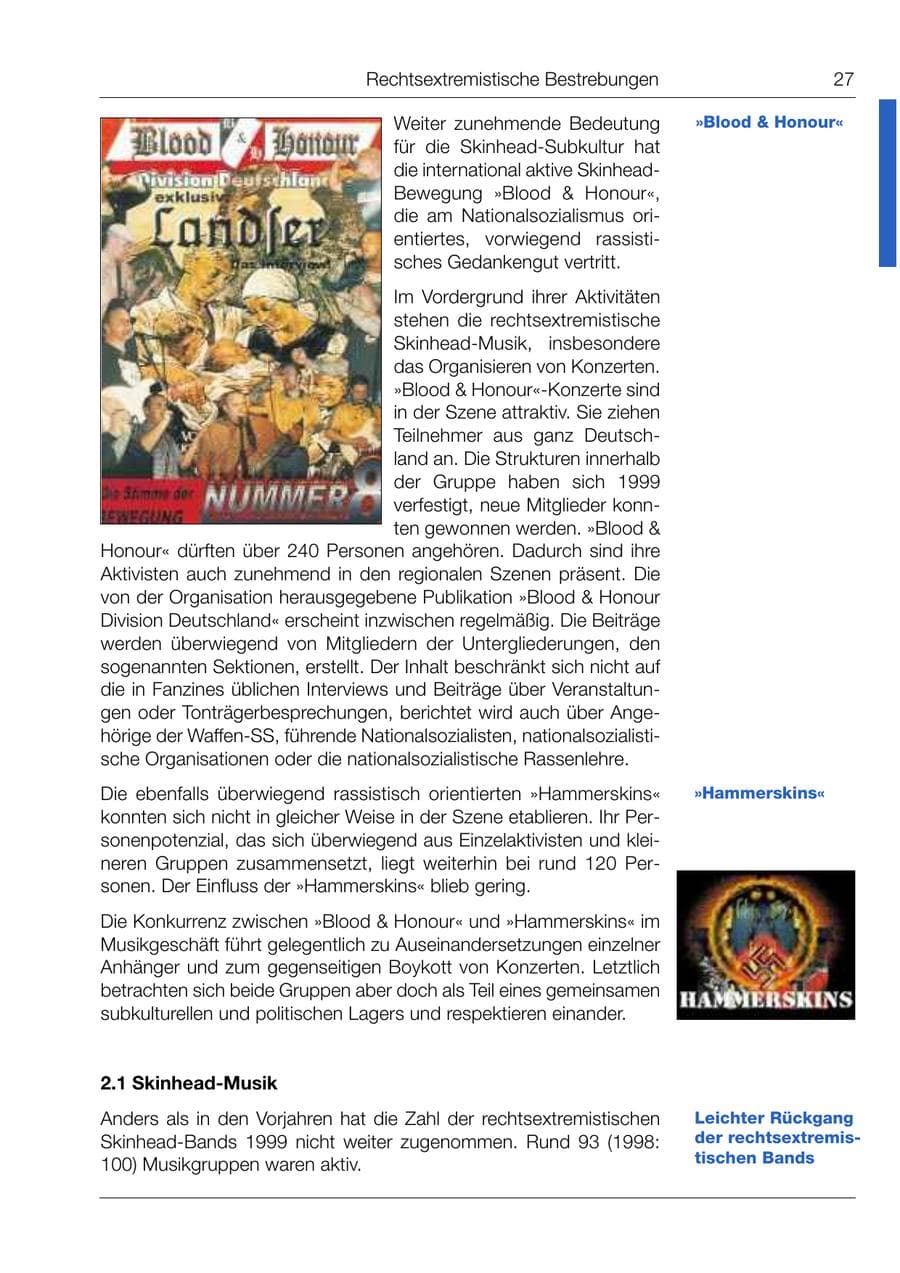 Seite 28 des Verfassungsschutzbericht 1999 Bund