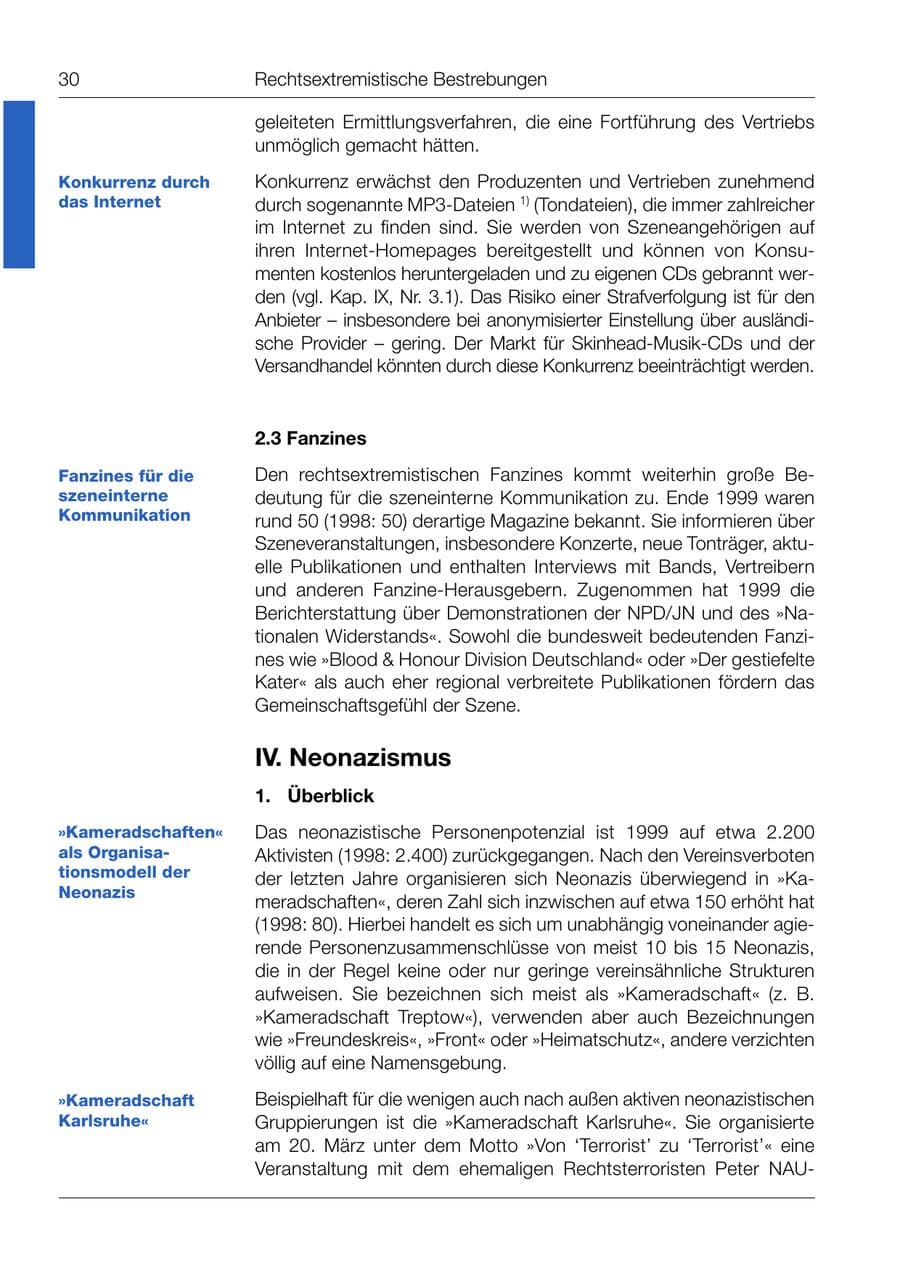 Seite 31 des Verfassungsschutzbericht 1999 Bund