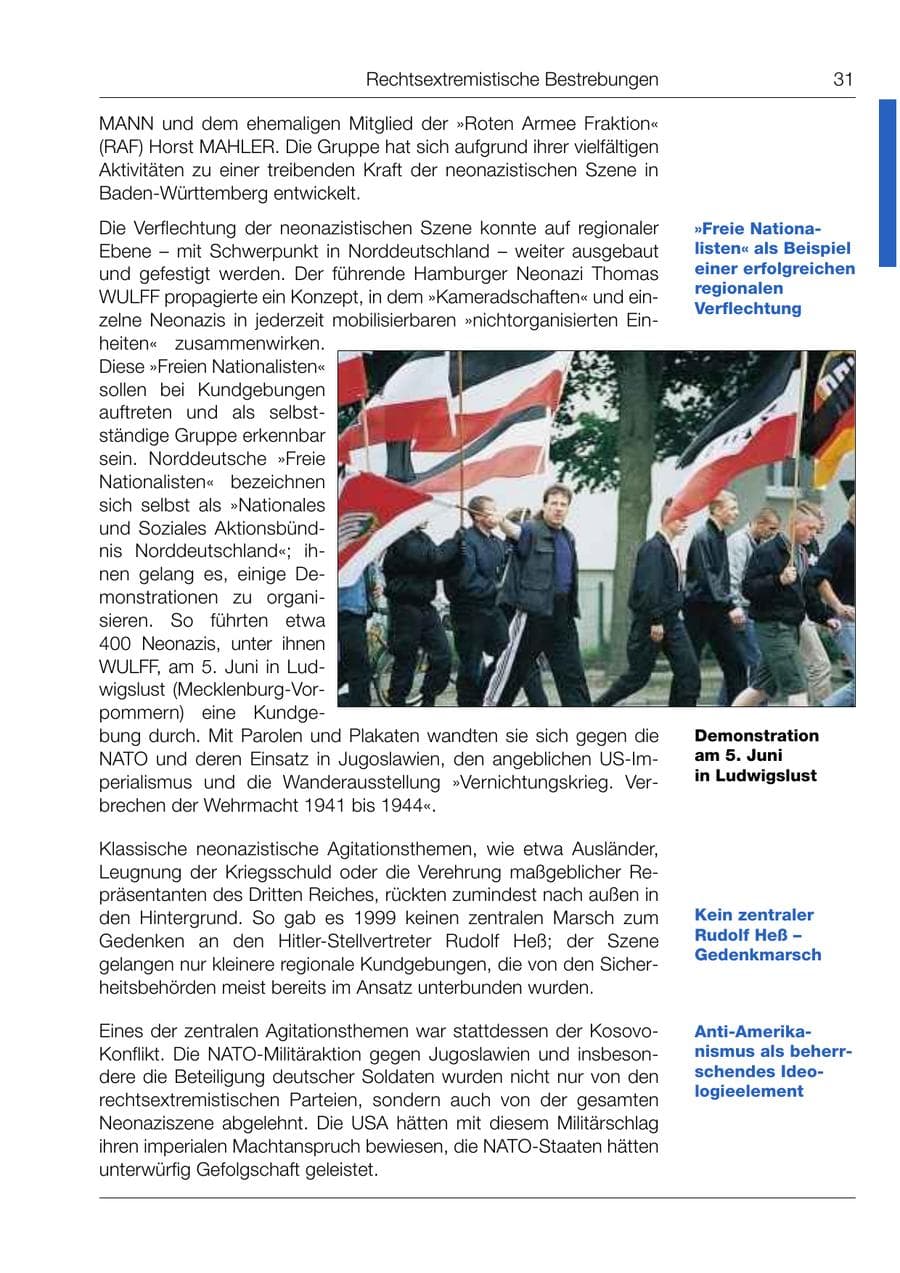 Seite 32 des Verfassungsschutzbericht 1999 Bund