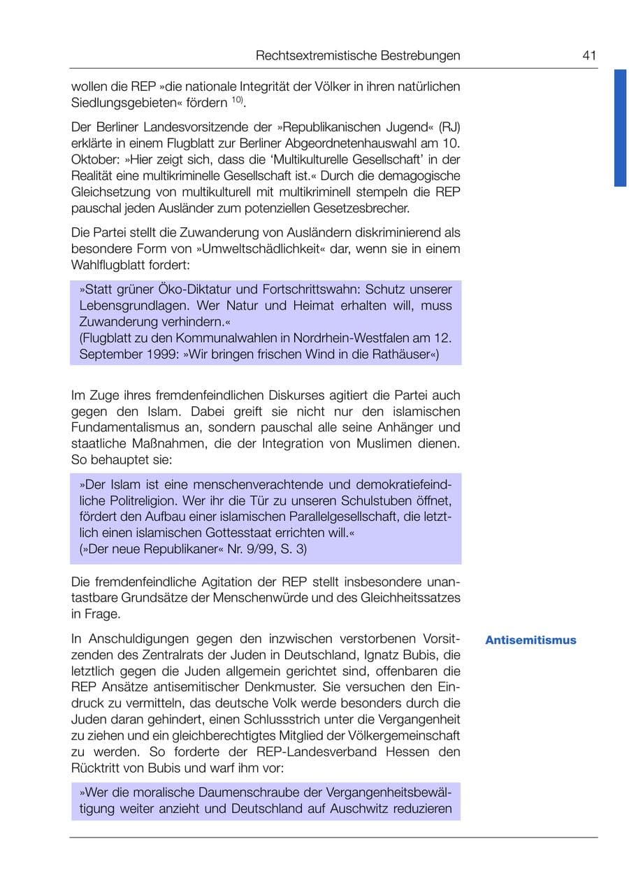 Seite 42 des Verfassungsschutzbericht 1999 Bund