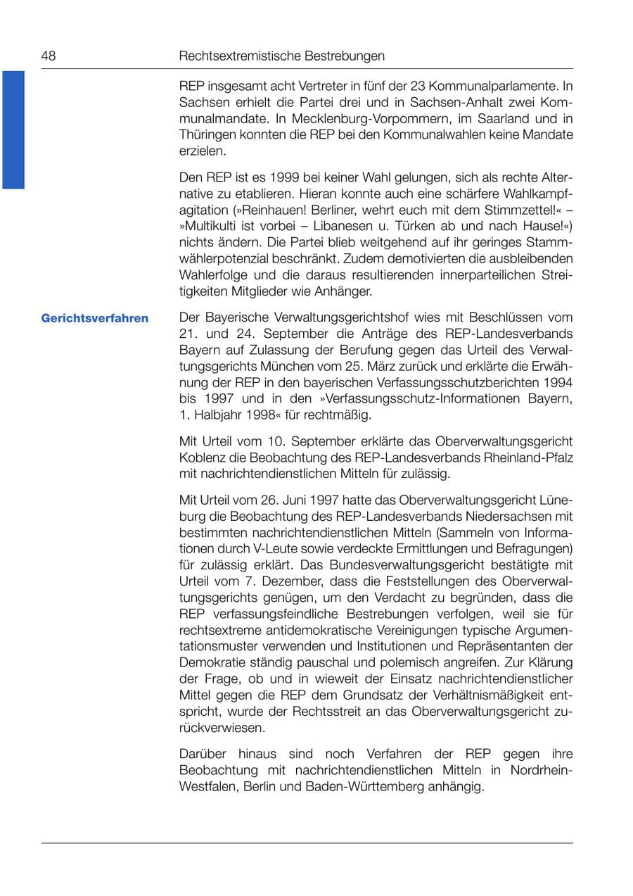 Seite 49 des Verfassungsschutzbericht 1999 Bund