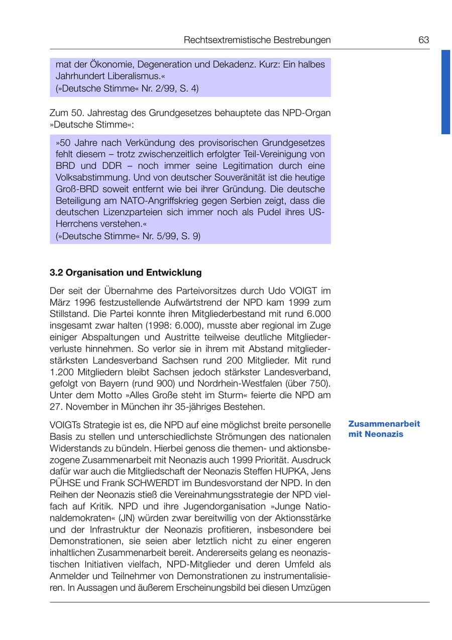 Seite 64 des Verfassungsschutzbericht 1999 Bund