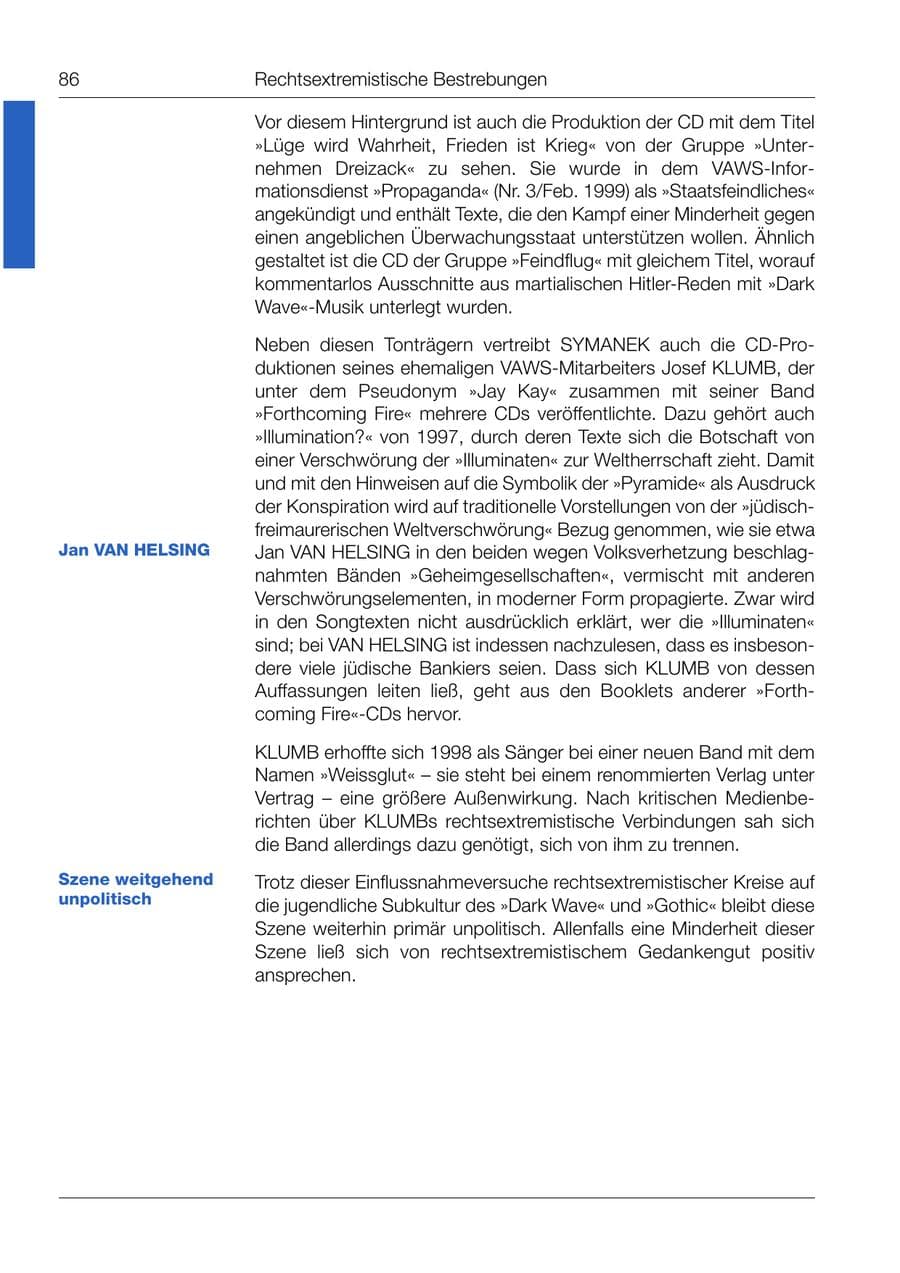 Seite 87 des Verfassungsschutzbericht 1999 Bund