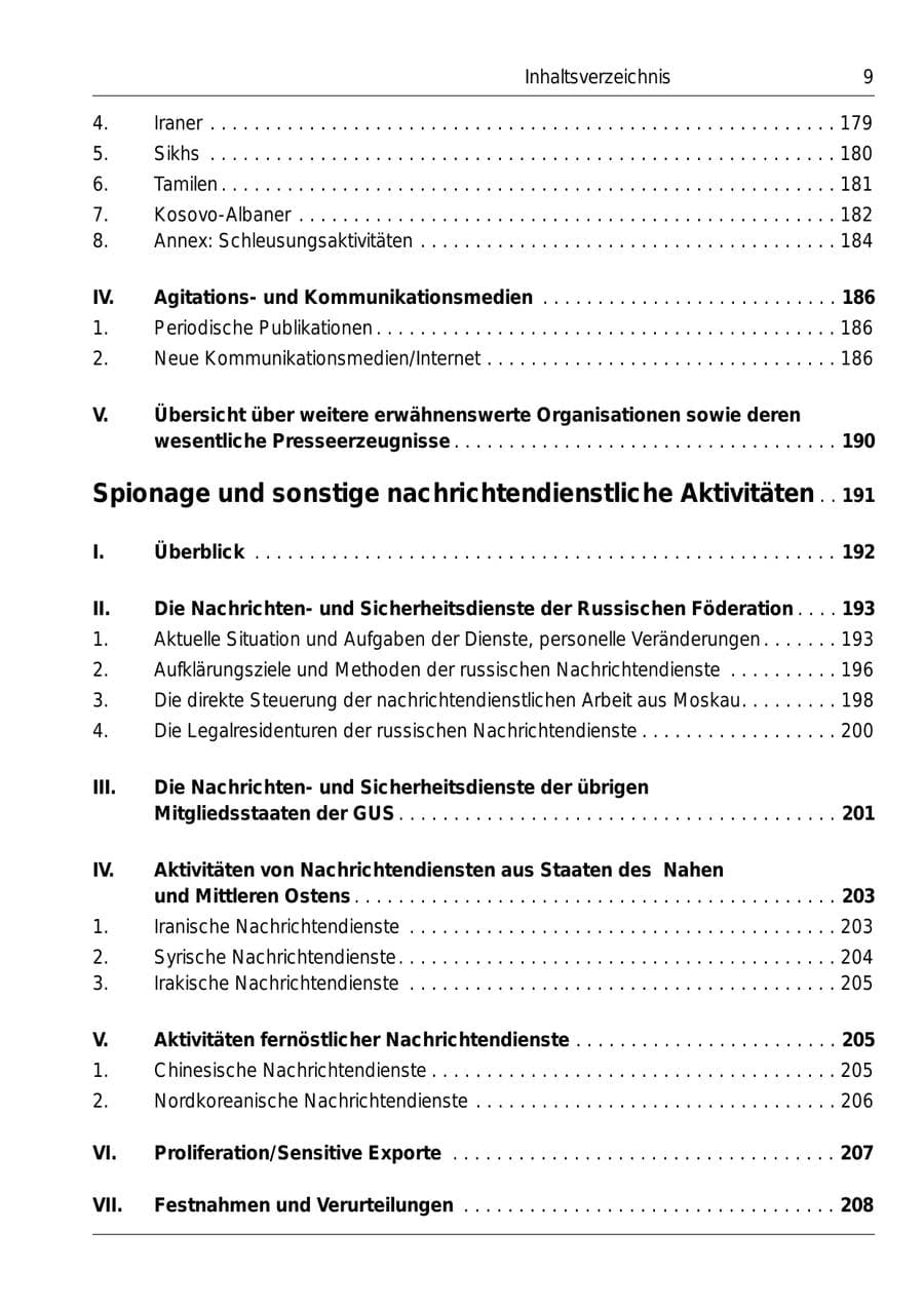 Seite 10 des Verfassungsschutzbericht 1999 Bund