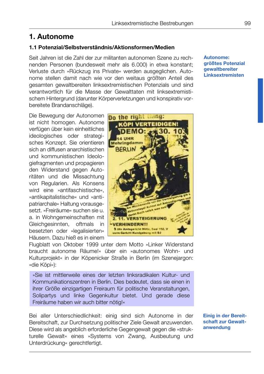 Seite 100 des Verfassungsschutzbericht 1999 Bund