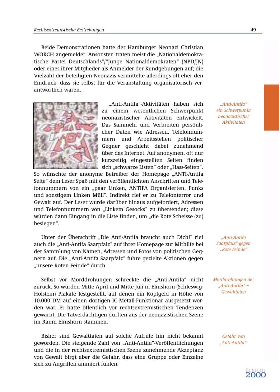 Seite 50 des Verfassungsschutzbericht 2000 Bund
