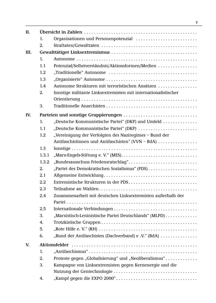 Seite 8 des Verfassungsschutzbericht 2000 Bund
