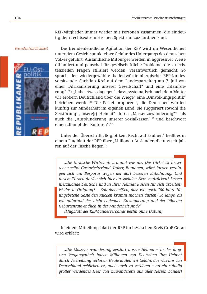 Seite 105 des Verfassungsschutzbericht 2001 Bund
