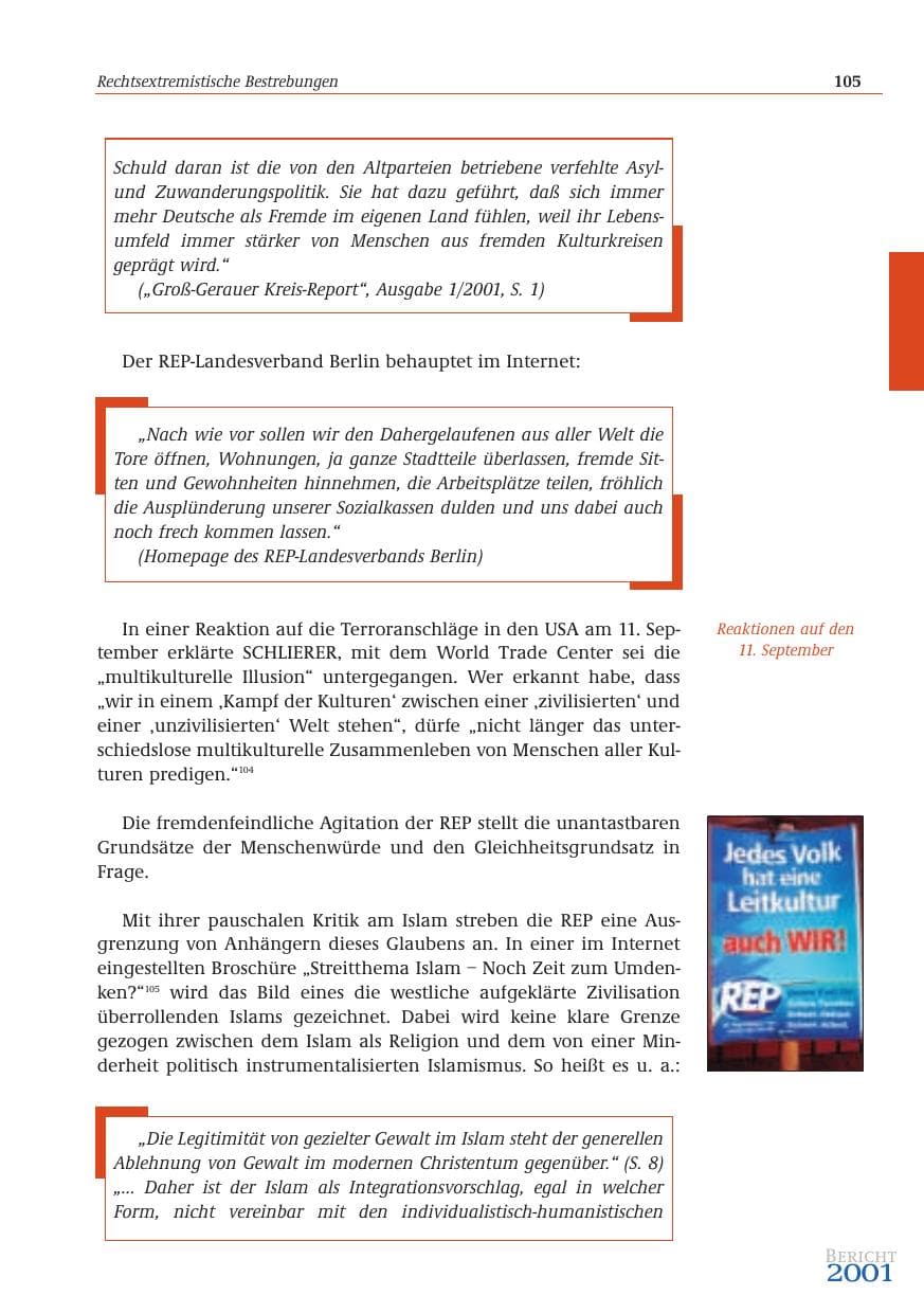 Seite 106 des Verfassungsschutzbericht 2001 Bund