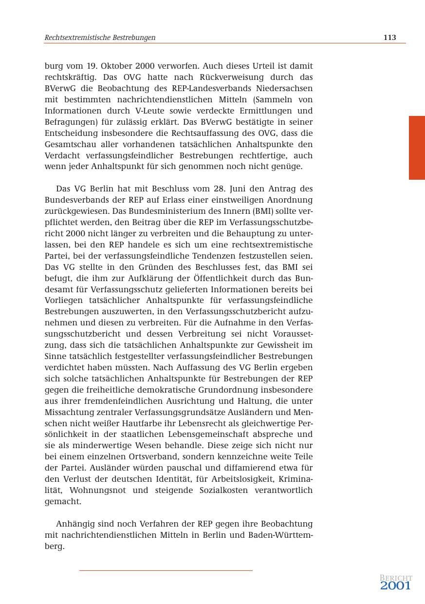 Seite 114 des Verfassungsschutzbericht 2001 Bund