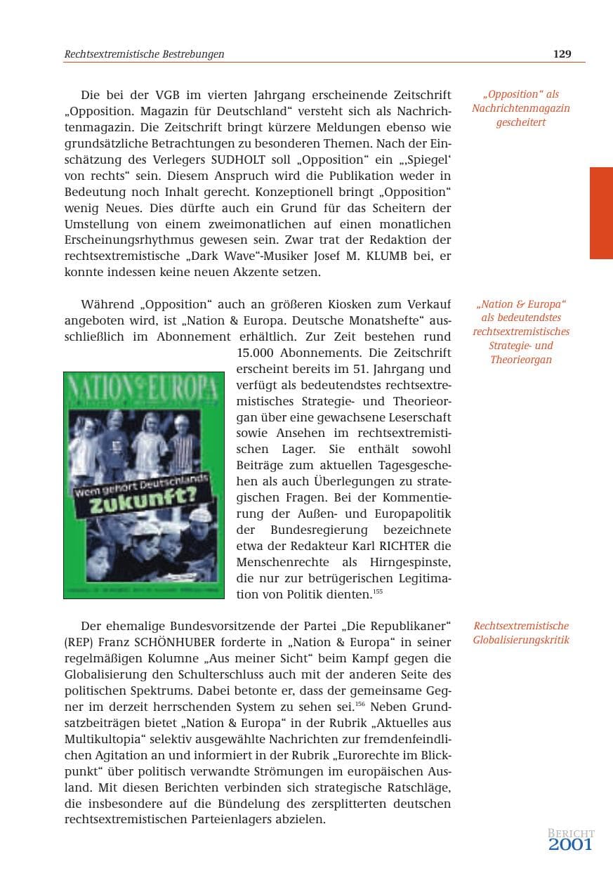 Seite 130 des Verfassungsschutzbericht 2001 Bund