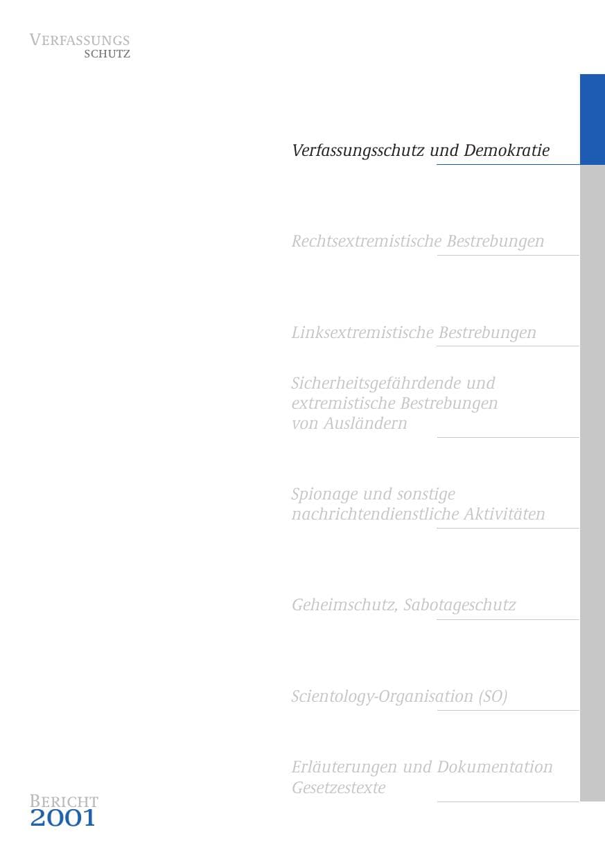 Seite 14 des Verfassungsschutzbericht 2001 Bund