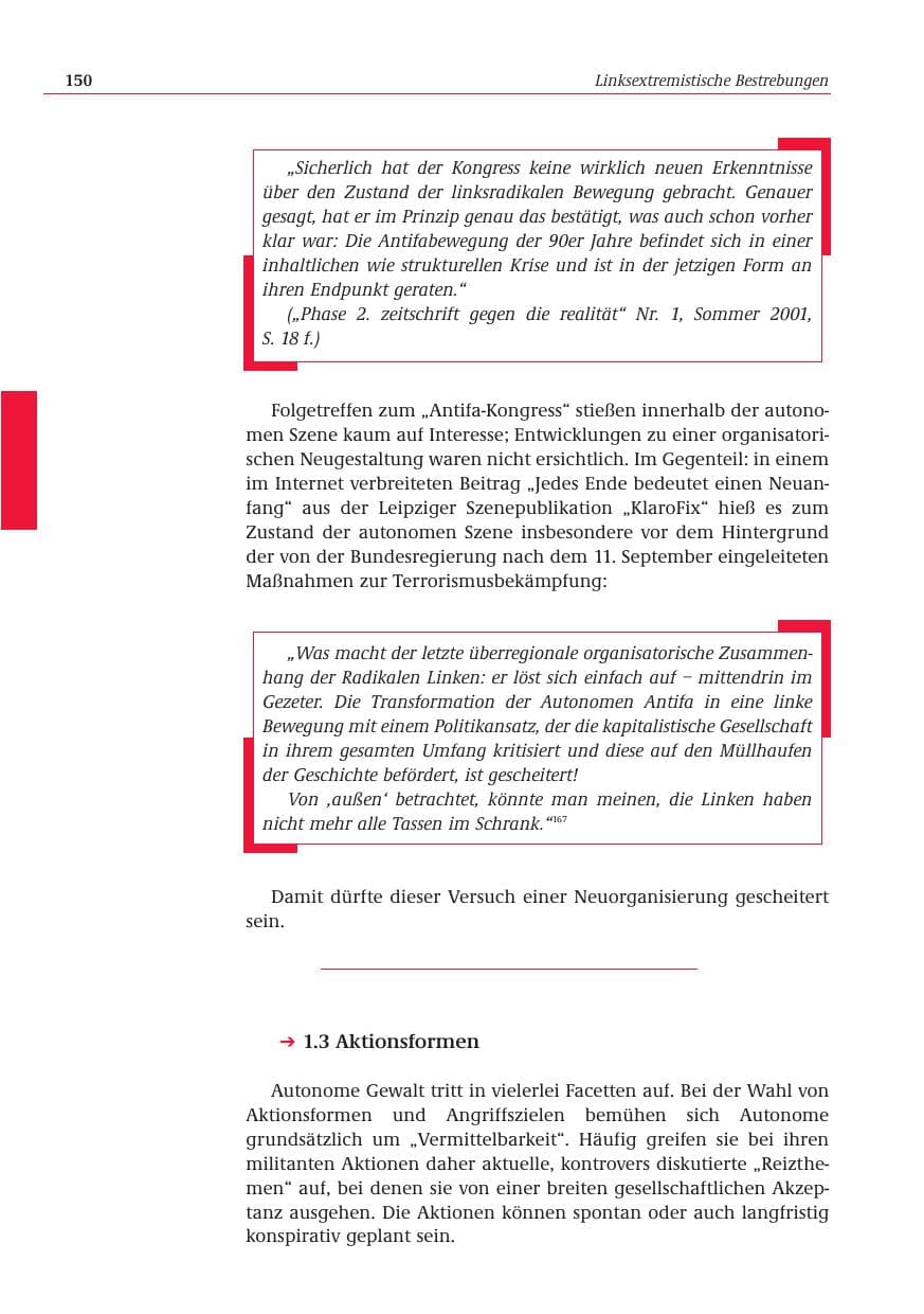 Seite 151 des Verfassungsschutzbericht 2001 Bund