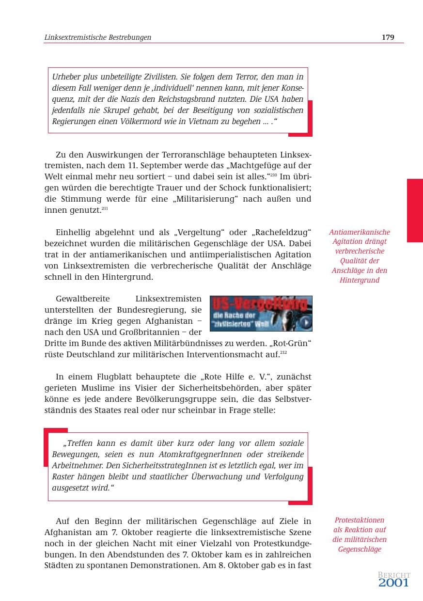 Seite 180 des Verfassungsschutzbericht 2001 Bund