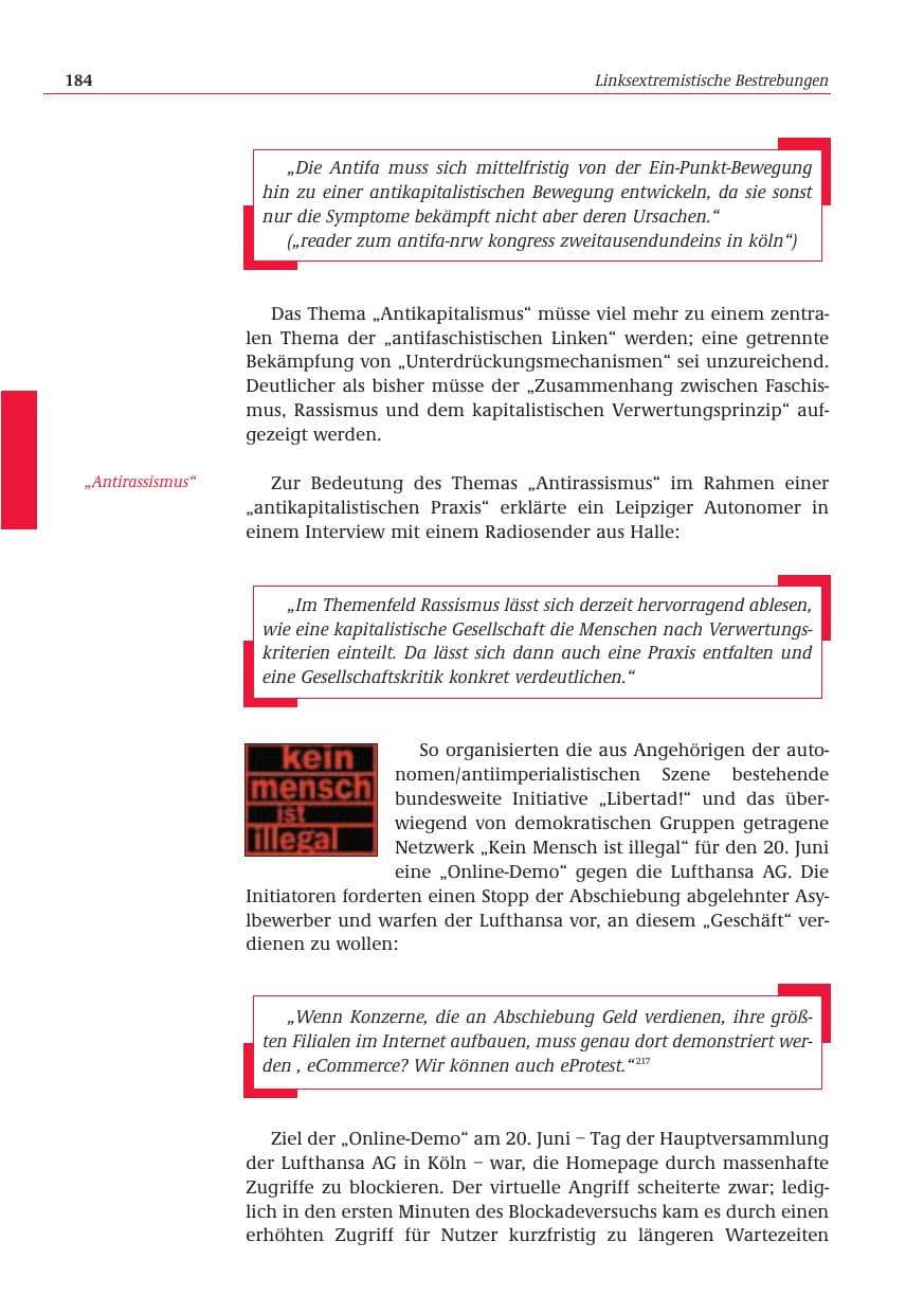 Seite 185 des Verfassungsschutzbericht 2001 Bund