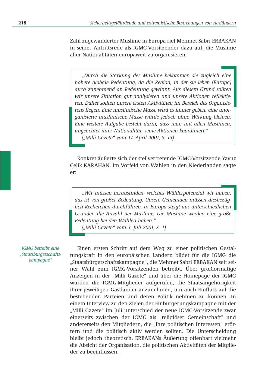 Seite 219 des Verfassungsschutzbericht 2001 Bund