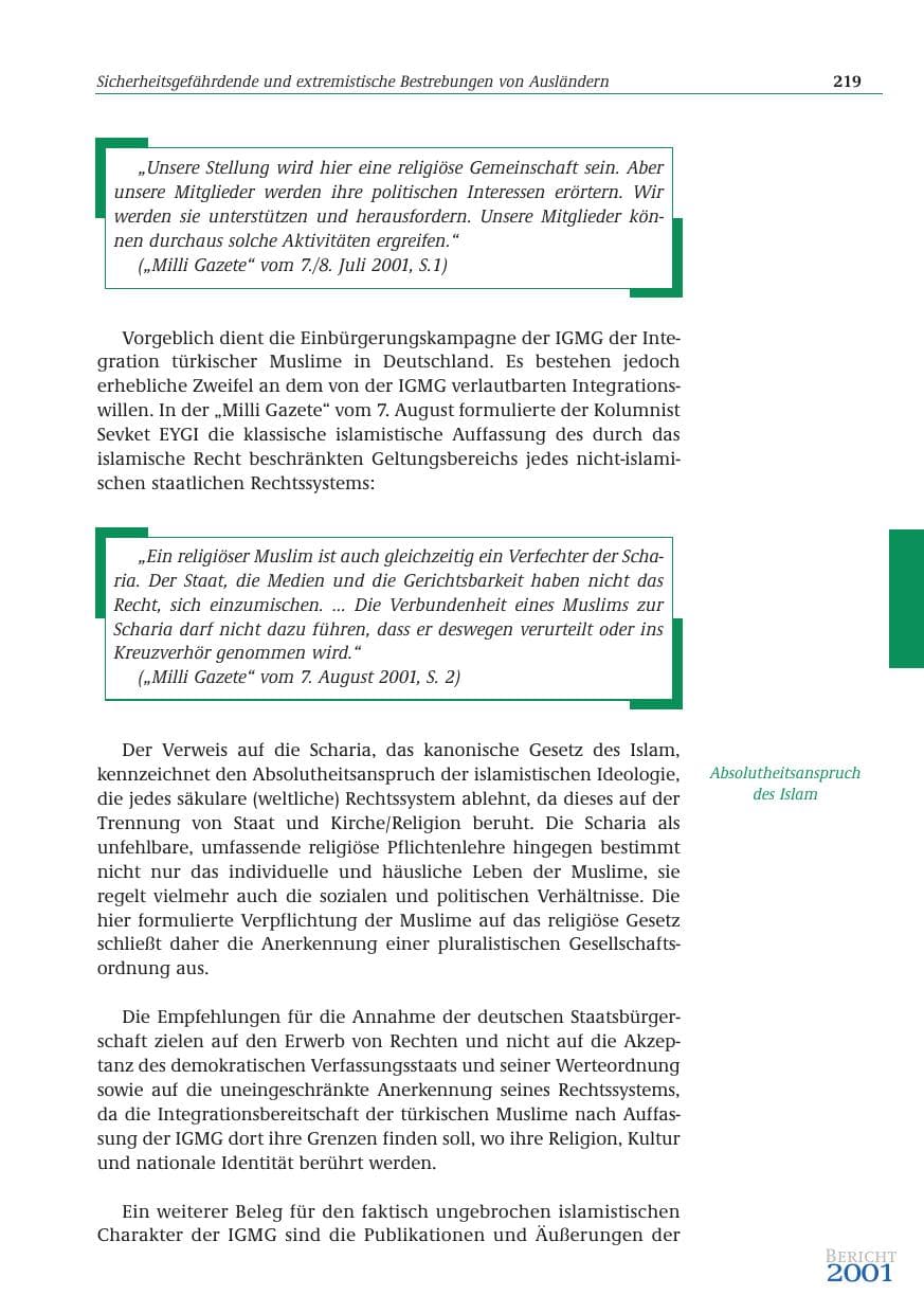Seite 220 des Verfassungsschutzbericht 2001 Bund
